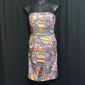 Multi color strapless mini dress